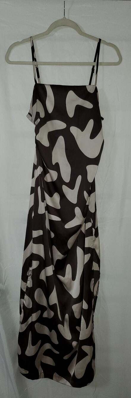 Paper Heart Abstract Print Satin Midi Slip Dress Size M